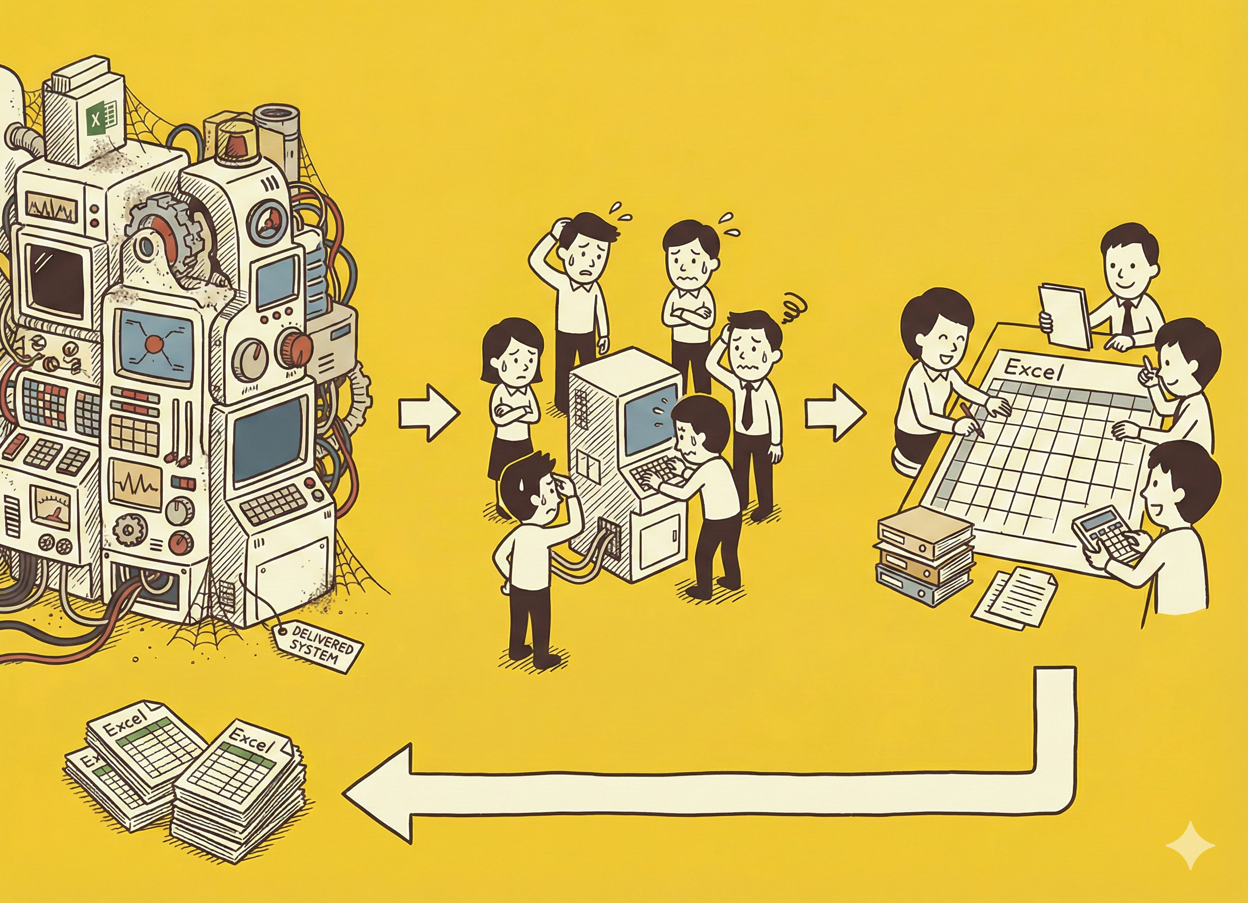 作ったきりで形骸化する問題のイラスト